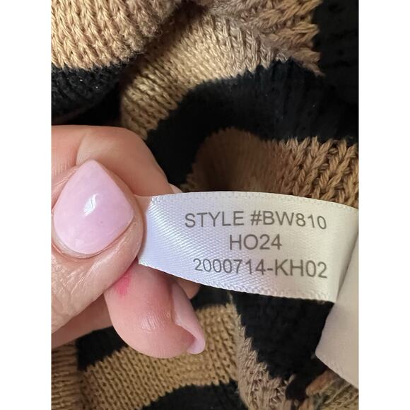 J. CREW Women's 2024 Lady Camel Black Striped Knit Cardigan Sweater Jacket Sz S - Picture 12 of 12
